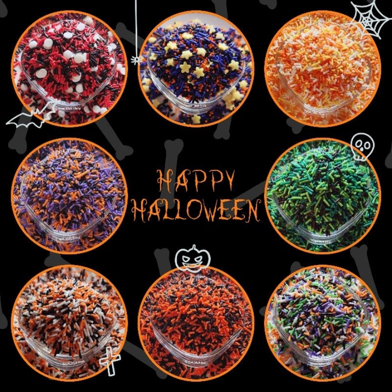 🎃👻น้ำตาลแต่งหน้าเค้ก เทศกาล Halloween Sugar Sprinkle รวมสี 25กรัม/ 50กรัม