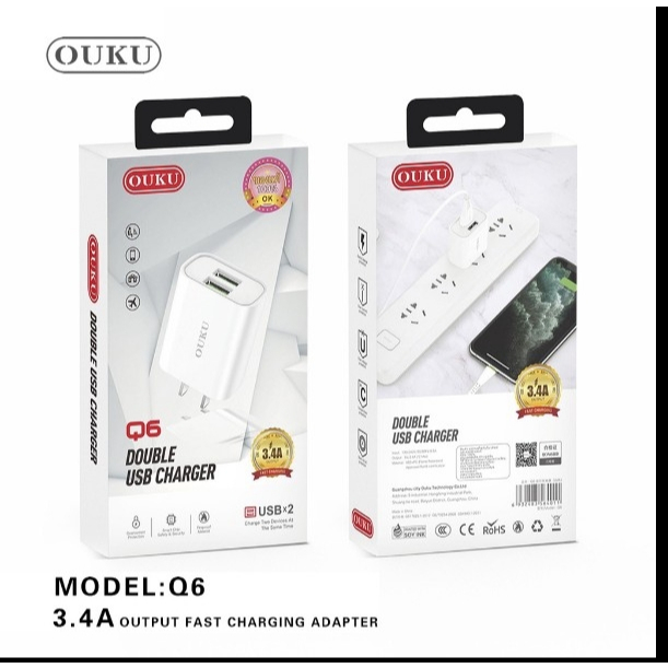 ดหัวชาร์จ OUKU Q6 2USB 3.4A ชาร์จเร็ว ของแท้✅