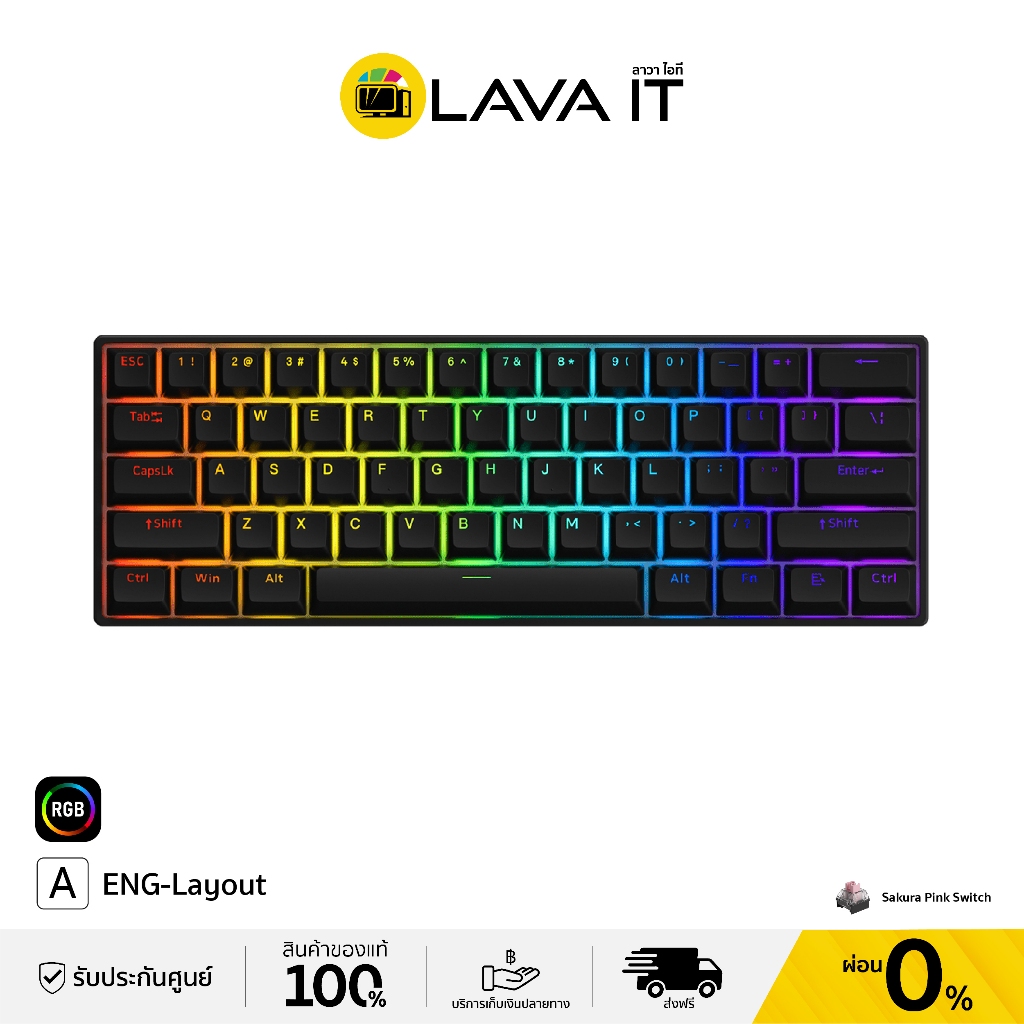 Akko 3061S HE Shine-Through Gaming Keyboard Sakura Pink Switch Black (ENG) คีย์บอร์ดเกมมิ่ง (รับประก