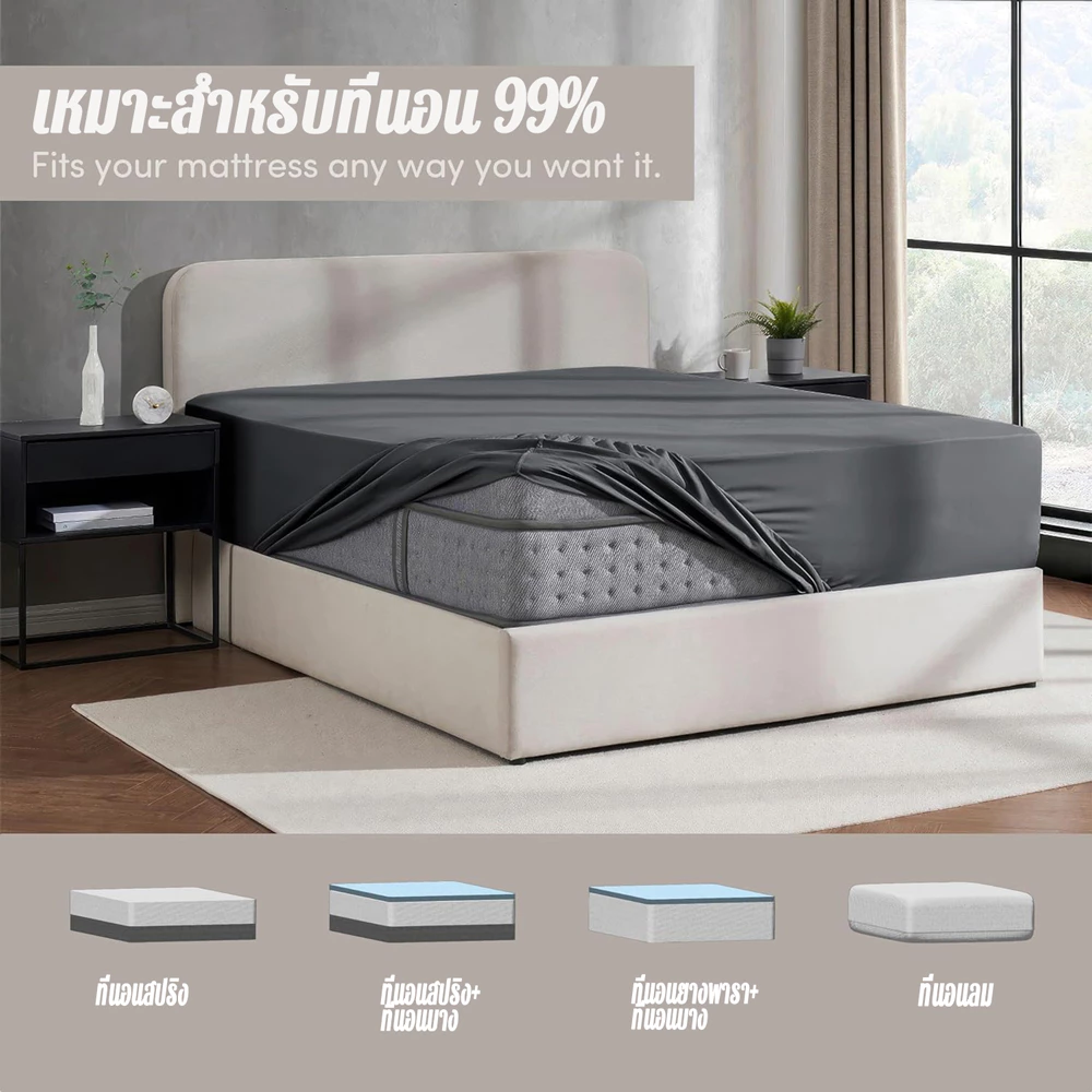ผ้าปูที่นอน WEICEE ขนาด 3.5ฟุต/5ฟุต/6ฟุต กันไรฝุ่น สไตล์มินิมอล thumbnail 7