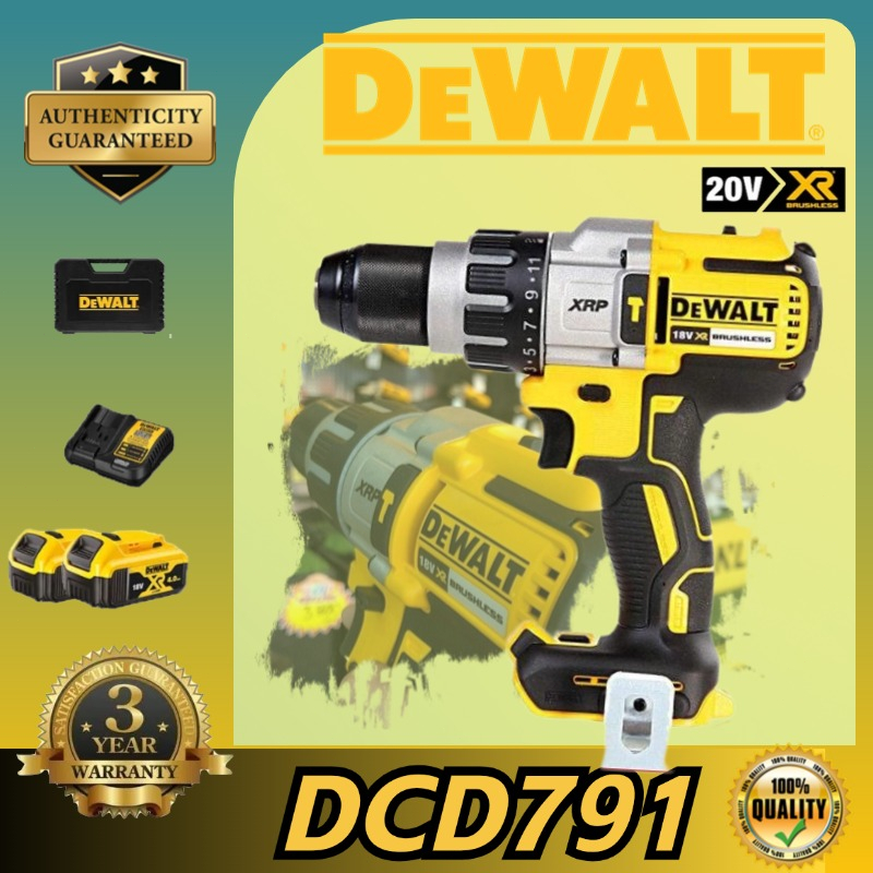 สว่านกระแทก Dewalt DCD791, ไขควงไฟฟ้าแบบชาร์จไฟได้แบตเตอรี่ลิเธียม 20V, 2000 รอบต่อนาที, ไขควงสว่านไฟฟ้า, เครื่องมือไฟฟ้