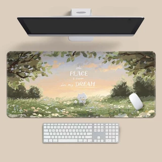 [พร้อมส่ง] แผ่นรองเมาส์ ลายน่ารักหลายแบบ งานเย็บขอบ ขนาด 80x30 ซม. (หนา 3 มม.) Biangels