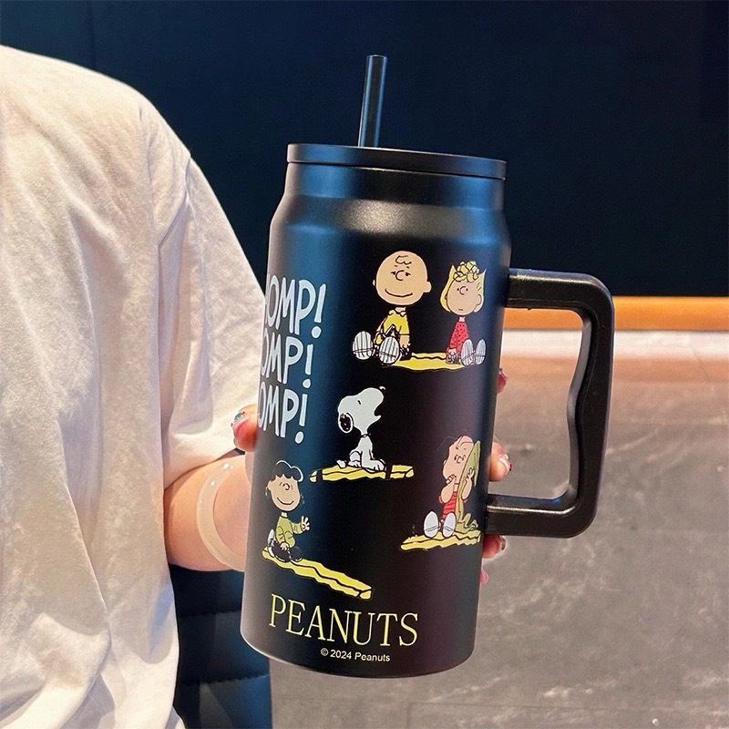 แก้วเก็บอุณหภูมิ Snoopy = แก้วสแตนเลส เก็บความเย็น มีฝาและหลอดให้ครบเซ็ท ความจุ1500ml