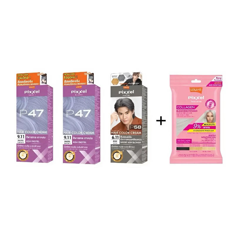 🔥ถูกที่สุด พร้อมส่ง ของแท้💯%🔥โปรโมชั่นเซ็ต( 4 ชิ้น )สูตรสี Smoky Dip Dye พิกเซล คัลเลอร์ ครีม แถม ผง