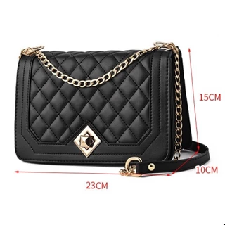 กระเป๋าสะพายข้าง สายโซ่ ลำลองเรียบง่าย หนังพียู คุณภาพ Shoulder Bag สำหรับสตรี จุใส่ของได้เยอะ แมทช์ได้ทุกลุค