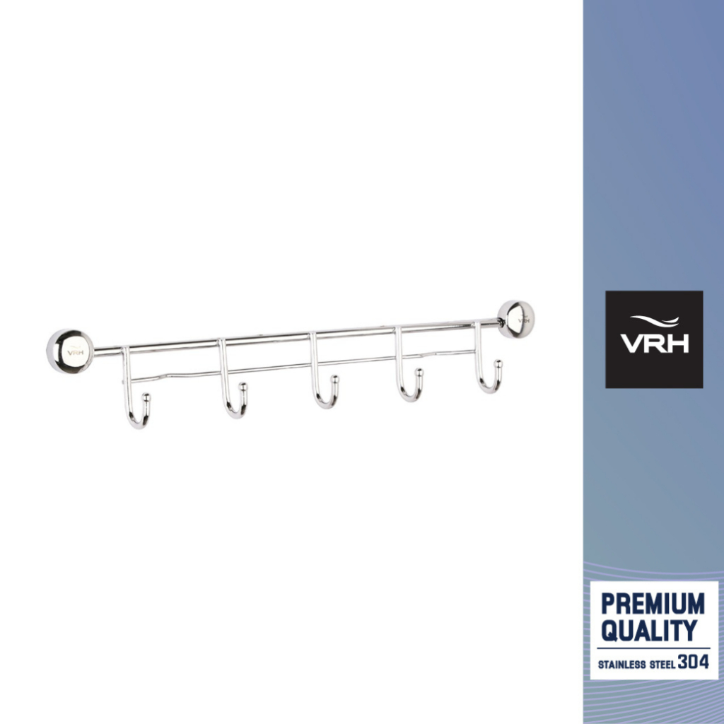 VRH ขอแขวน แบบติดผนัง (หัวมน 5 ตัว) HW206-W206D ตะขอแขวน