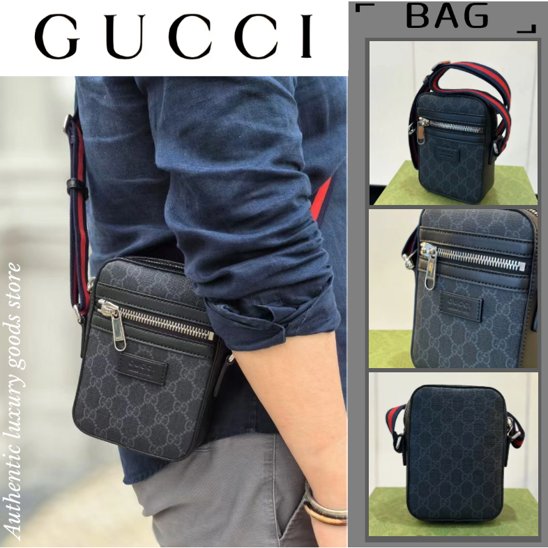 GUCCI/GUCCI กระเป๋าผู้ชาย/กระเป๋าสะพายข้าง/กระเป๋าซิป/สีดำ/ใหม่! ของแท้ 100% / โปรดติดต่อฝ่ายบริการล