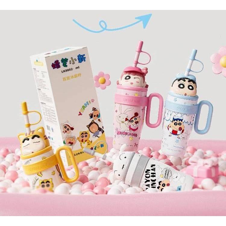 แก้วลายชินจัง กระติชินจัง แก้วเก็บอุณหภูมิร้อน-เย็น สแตนเลส ลายการ์ตูน พร้อมจุกปิดฝา  กระบอกน้ำเด็ก แก้วแบบหูจับ