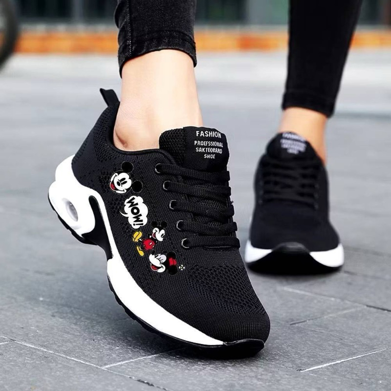 รองเท้าผ้าใบ น้ำหนักเบา ระบายอากาศได้ดี สกรีนลายมิกกี้ Size36-40