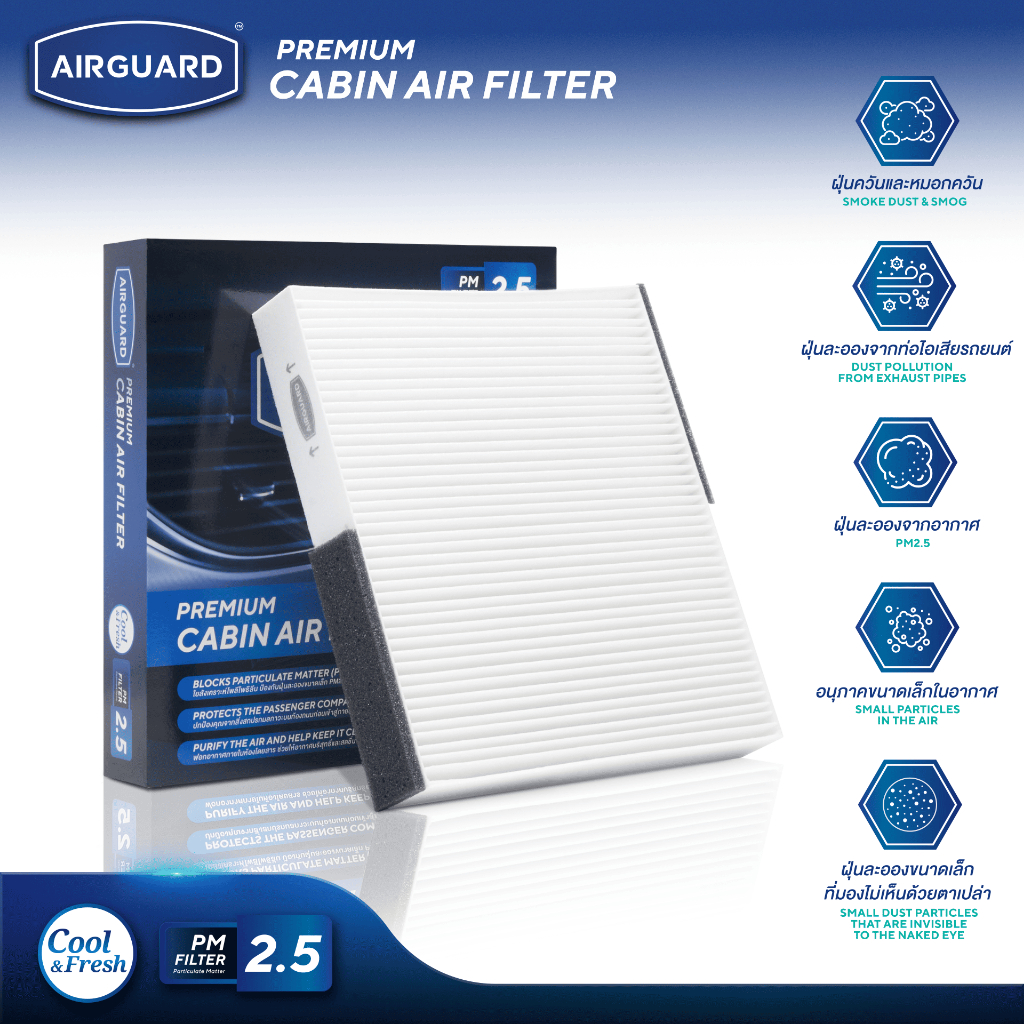 [PM2.5] AIRGUARD กรองแอร์ NISSAN NAVARA, TERRA 2014-2025