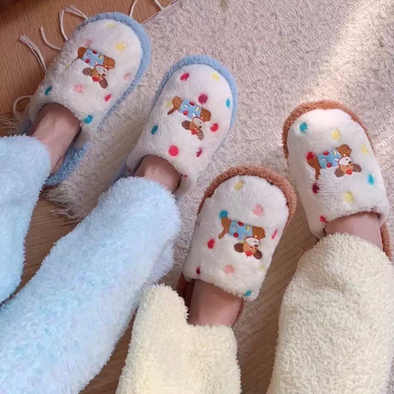 พร้อมส่ง🍬รองเท้าแตะขนนุ่ม Slippers สลิปเปอร์ขนนุ่ม ลายหมาลูกกวาด fluffy scandals รองเท้าแตะ รองเท้าใส่ในบ้าน 49068