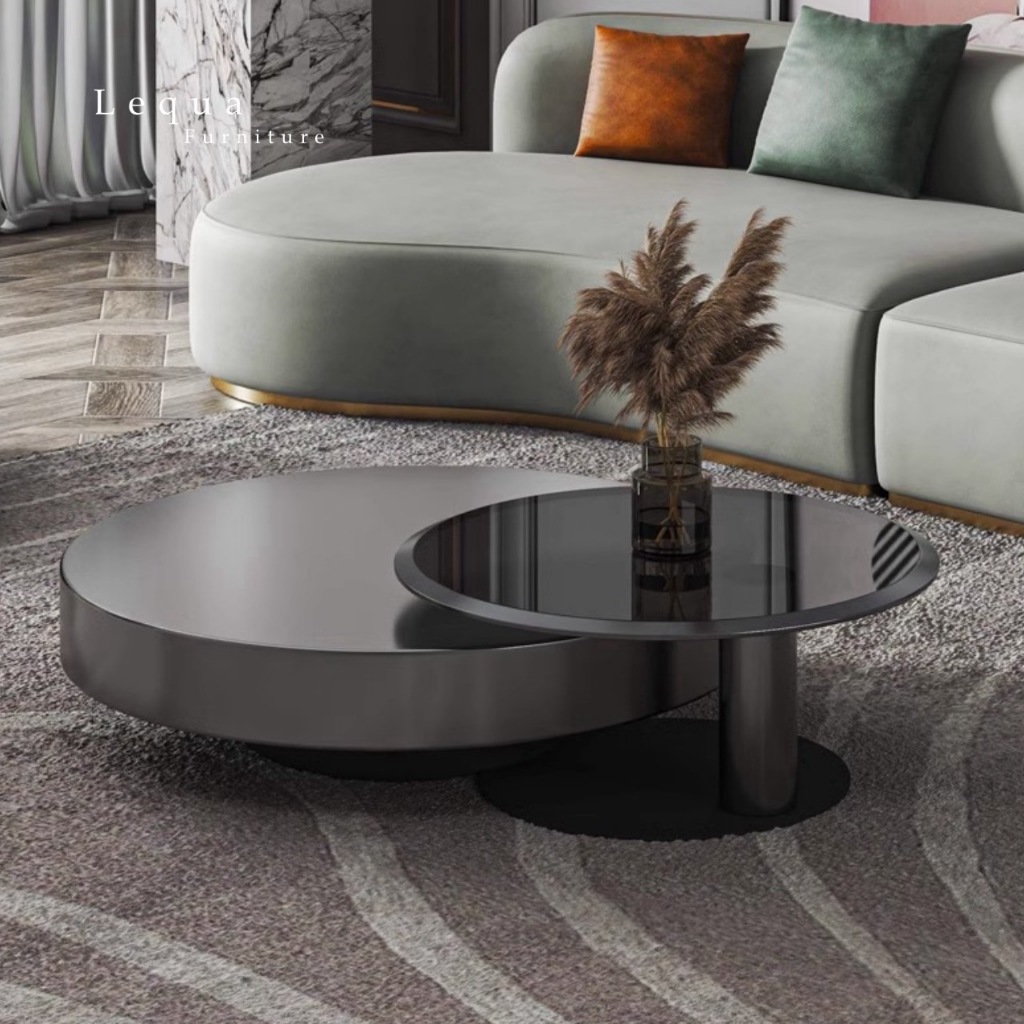 Lequa.furniture โต๊ะกลาง โครงสแตนเลส พร้อมลิ้นชักเก็บของ ส่งฟรี