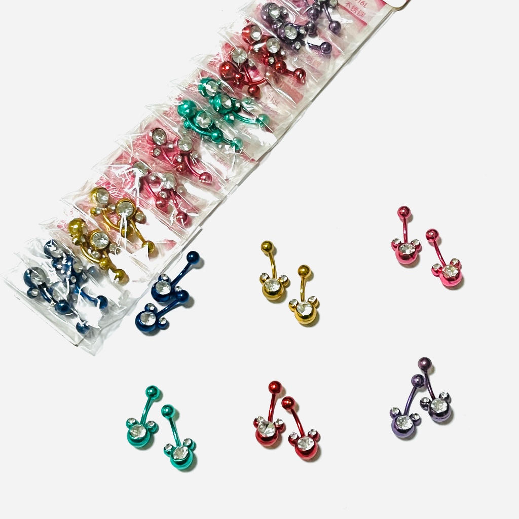 ราคาขายส่ง-12คู่-24pcs-96¥สแตนเลส-กระดุมหู-จิวสะดือสแตนเลสแท้ +ต่างหู-จิวหูสแตนเลสแท้  Navel with Korean earring navel