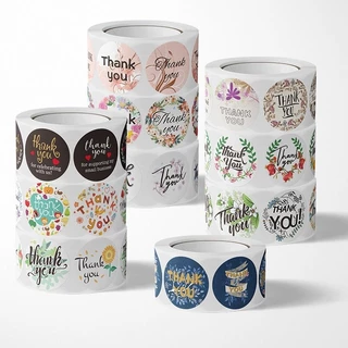 M018 สติกเกอร์ขอบคุณ Thank You Sticker 500 ดวง/ม้วน ขนาด 2.5 ซม. พร้อมส่งจากไทย