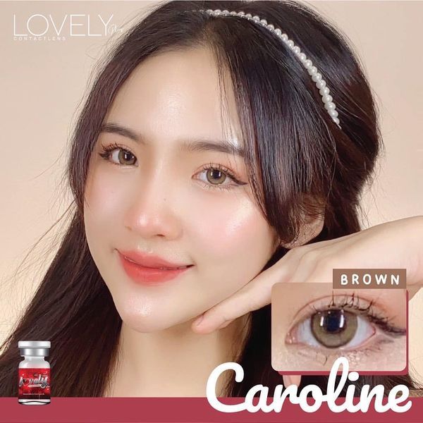 คอนแทคเลนส์ Size : S / M รุ่น Caroline (Lovelylens) สี : Brown / Gray