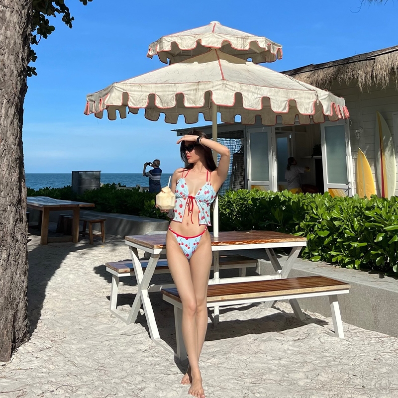 Hot.bikini   cherry bikini set ชุดว่ายน้ำแฟชั่น 3ชิ้น  สไตล์เซ็กซี่ beach    ส่งไวจากไทย ราคา ถูกที่สุด ดีลบีเคเค แกลเลอรีภาพที่ 9