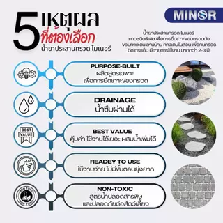 MINOR น้ำยาประสานกรวด (5 ลิตร) น้ำยาประสานกรวด หินเกล็ด กรวดล้าง หรือ ทราย ให้ติดแน่น ใช้ได้ทั้งภายนอกและภายใน GravelBon