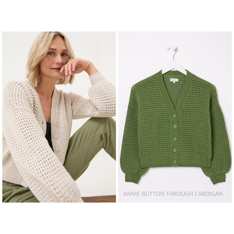 ANNIE เสื้อคาร์ดิแกน คอวี BUTTON THROUGH CARDIGAN