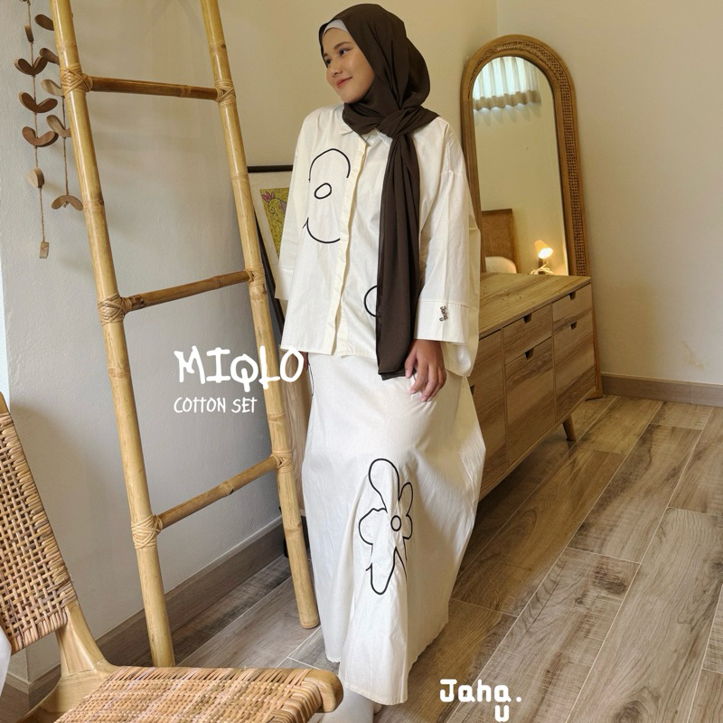 NEW • MIQLO COTTON SET ชุดเซ็ตกระโปรง ผ้าคอดตอน ดีเทลปักดอกใหญ่