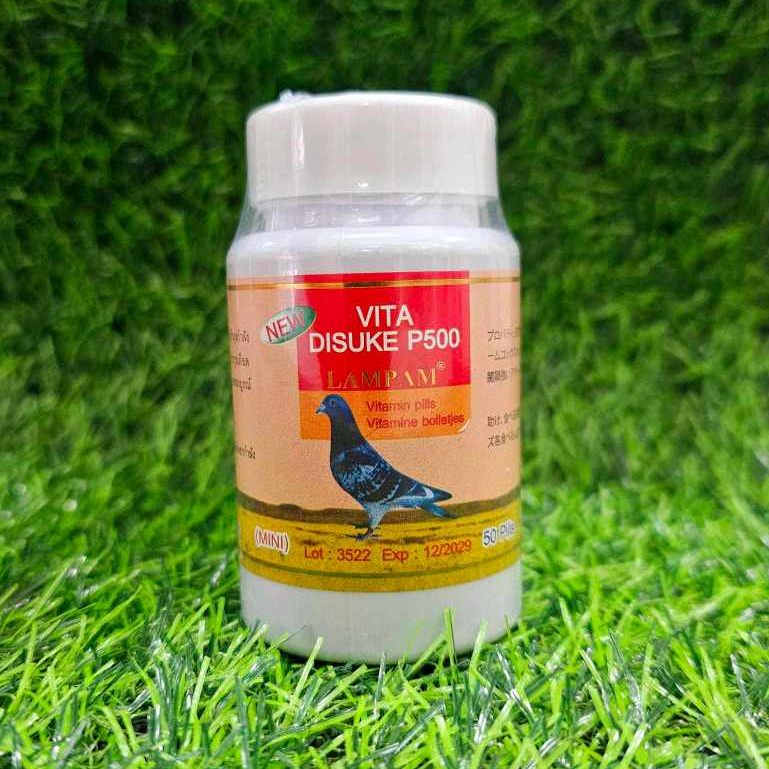 ไดสุเกะP500 💗disuke p500 ลำปำ บินนกพิราบ อาหารไก่ชน 50 เม็ด/กระปุก ไม่ล้า บินนาน
