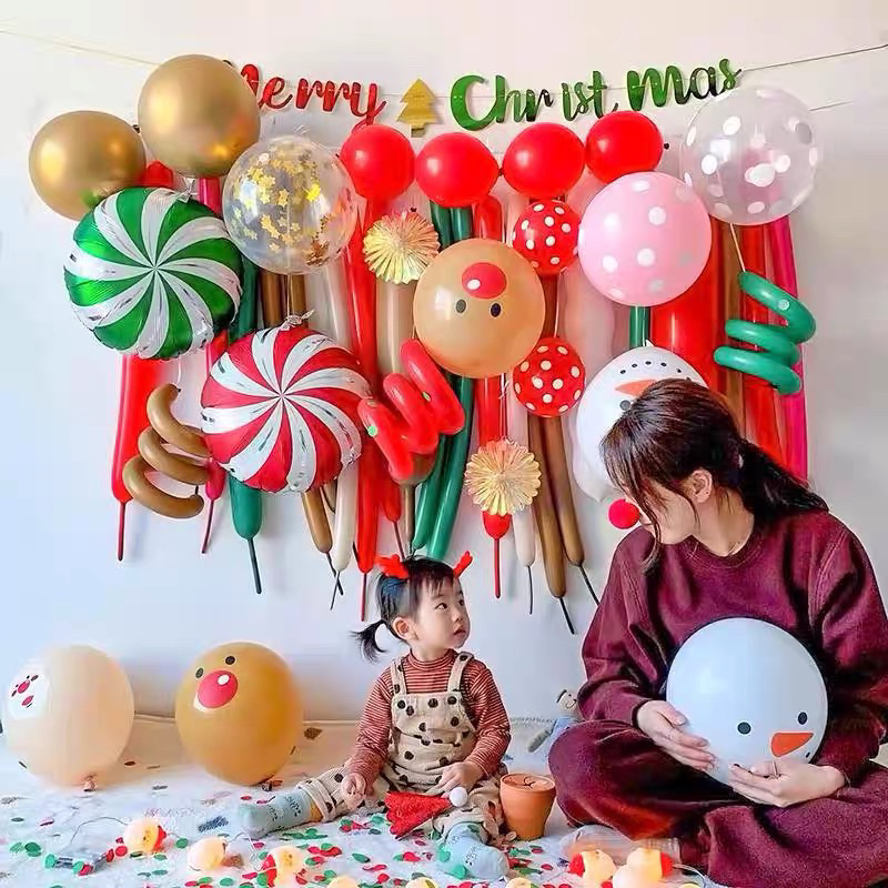 ร้านไทย มีส่งด่วน เซ็ทม่านลูกโป่งคริสมาสต์ เกาหลีเกาใจ แบบใหม่2025 ปังๆๆ น่ารักมากก
