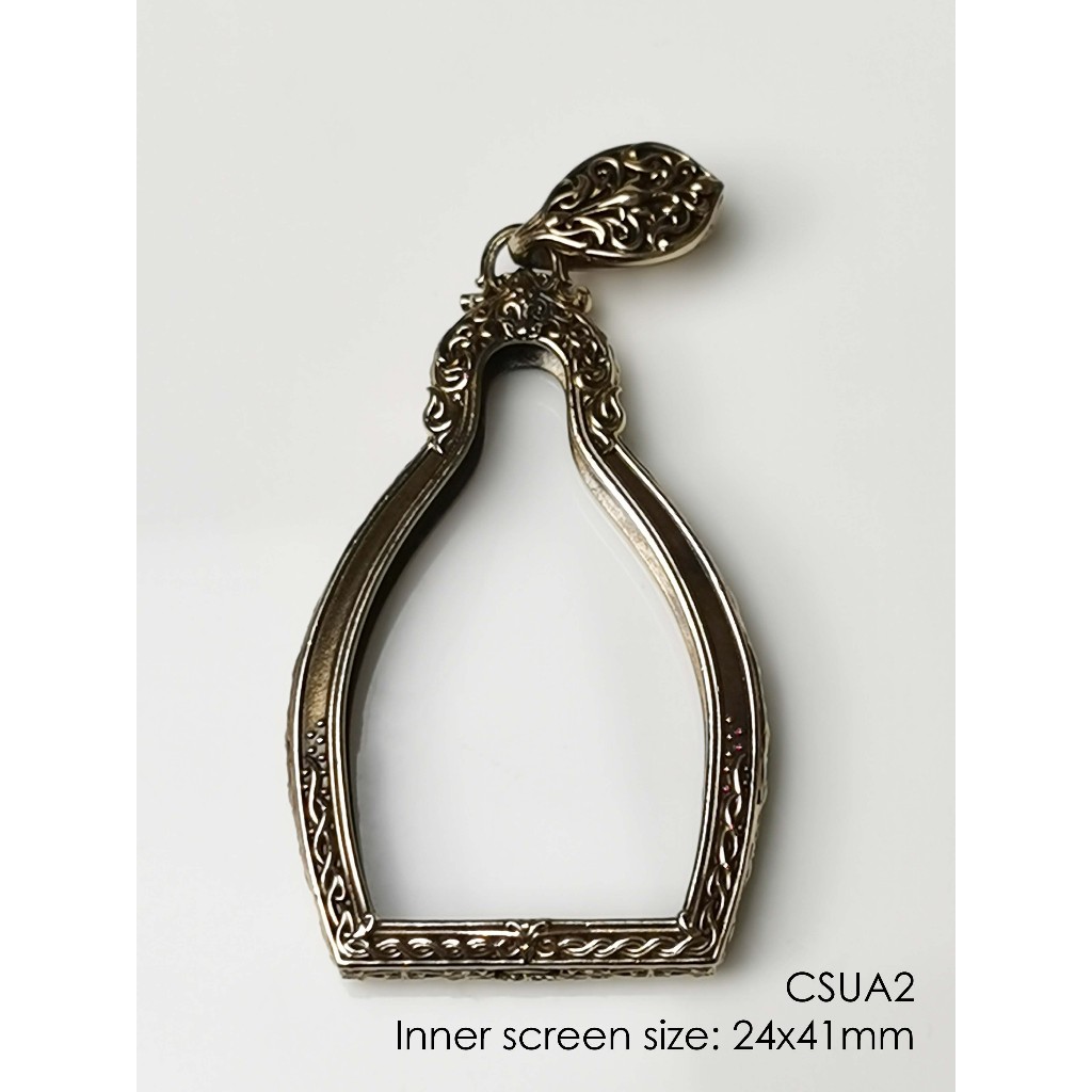 CSUA2GoldenBronze Chao Sua amulet casing 24x41mm กรอบพระ บรอนซ์ทอง ทรงเจ้าสัว