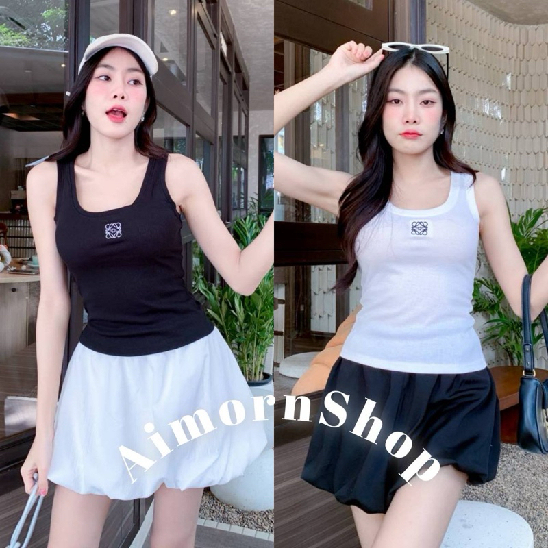 aimorn_shop เสื้อกล้ามคอเหลี่ยม ทรงรัดรูปสวยมาก ผ้านิ่มใส่สบาย หยิบแมทช์กับกระโปรงบอลลูน น่ารักมากกก