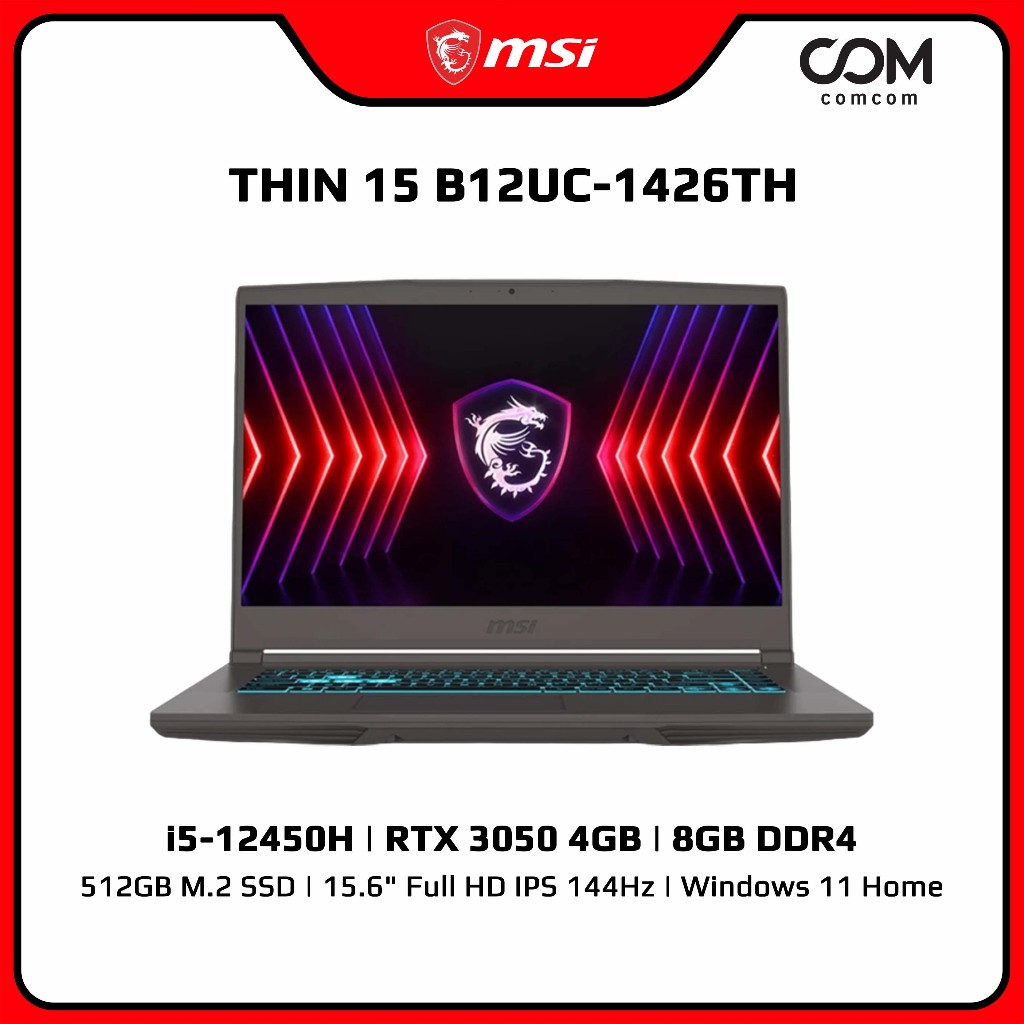 NOTEBOOK (โน้ตบุ๊ค) MSI THIN 15 B12UC-1426TH BY COMCOM