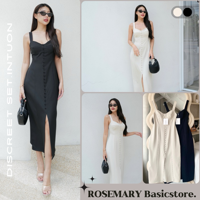 𝐖𝐨𝐧𝐝𝐞𝐫 𝐃𝐫𝐞𝐬𝐬 เดรสยาว แต่งกระดุม ผ่าหน้าตรงกลาง ป้าย INTUON #RosemaryBasicstore
