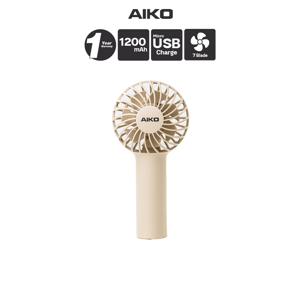 AIKO KN-L2752 สีน้ำตาล-ลาเต้ พัดลมชาร์จไฟ 2" HANDY FAN 2" Rechargeable ***รับประกัน 1 ปี