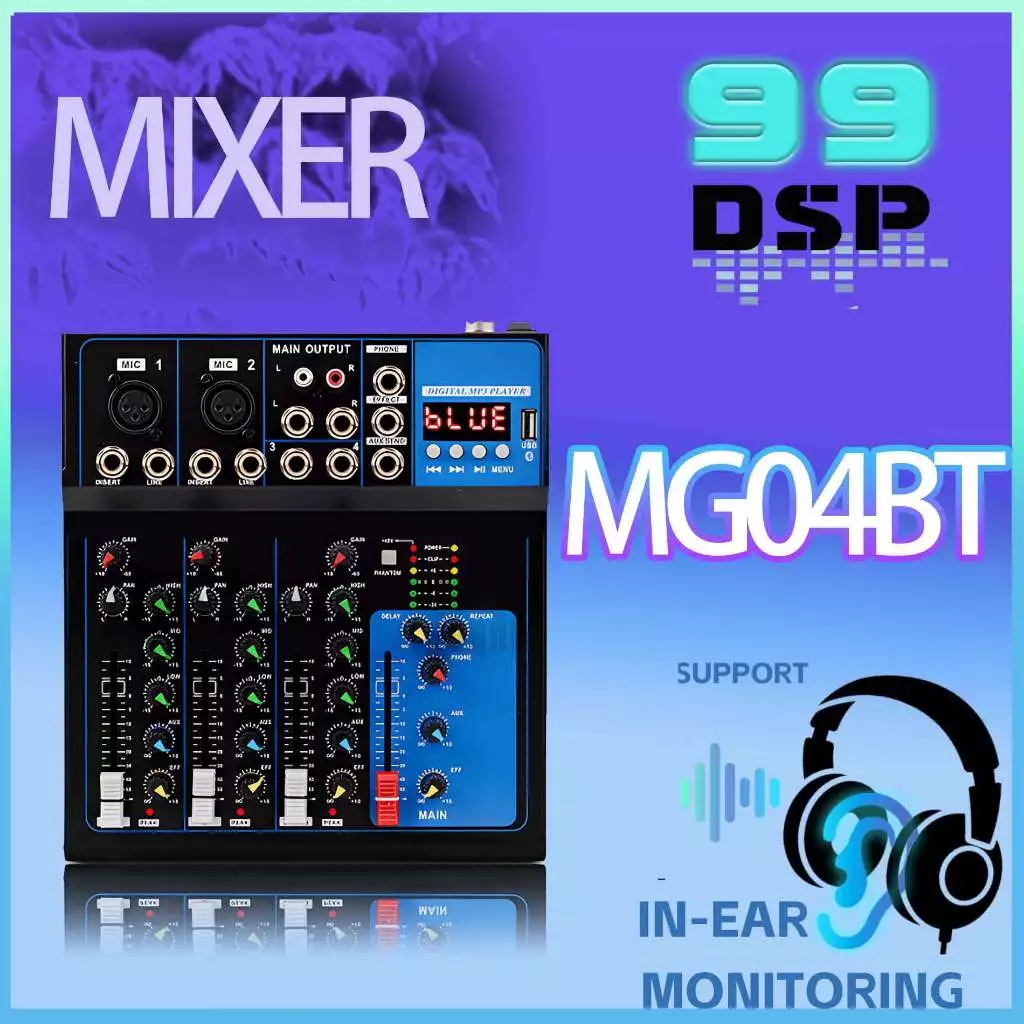 99 เสียงระเบิด มิกเซอร์  Audio Mixer audio F4F7 เครื่องผสมสัญญาณเสียงระดับมืออาชีพ Bluetooth KTV Entertainment อิน