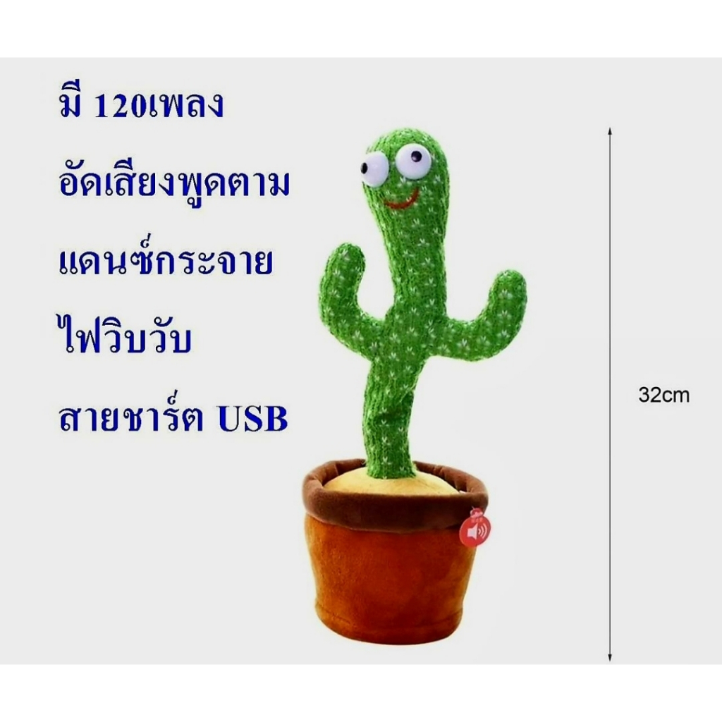 กระบองเพชรเต้นได้ พูดตามได้ เต้นกระบองเพชร กระบองเพชรเต้นได้ 120 เพลง อัดเสียงได้ ร้องเพลงได้