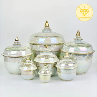 โถลายมุกน้ำทอง 🇹🇭ขนาด 4,5,6,7 นิ้ว สีมุกเงางาม น้ำทองสวยชัด เบญจรงค์ ที่ระลึกเกษียณอายุ