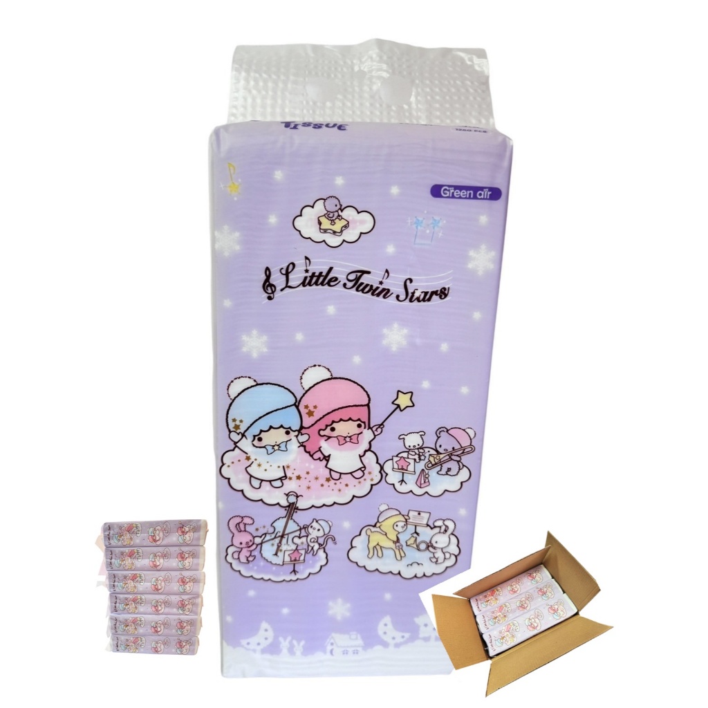 กระดาษทิชชู่แขวนดึง(แบบยกลัง) sanrio 1,280 แผ่น หนานุ่ม 3 ชั้น คละแบบ6ห่อ/1ลัง