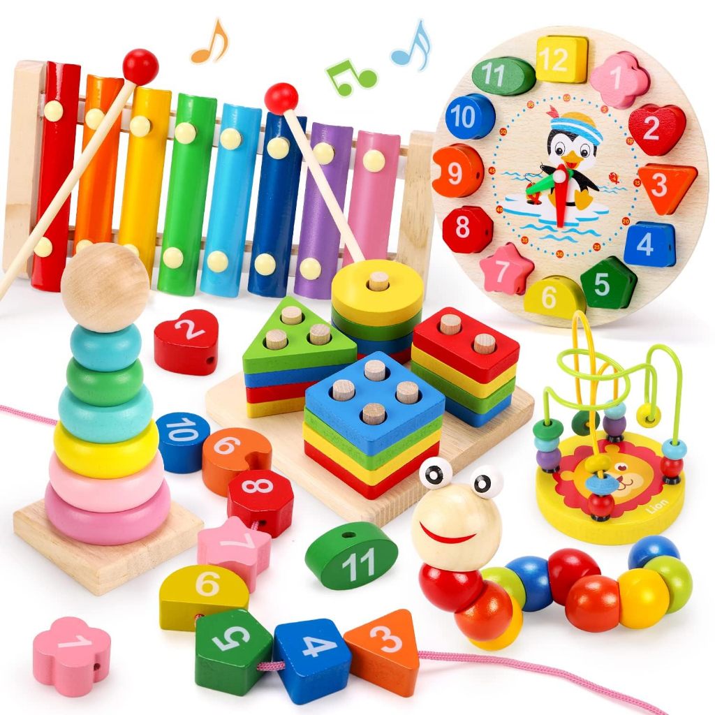 รวมของเล่นเสริมพัฒนาการ กระดานจิ๊กซอร์ ตัวเลข ตัวอักษร ระนาด เจดีย์ไม้ TOY