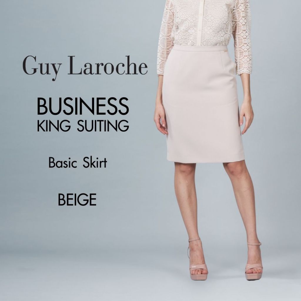 Guy Laroche กระโปรงทำงานสั้น king suiting ทรงเบสิค สีเบจ G9XOBE