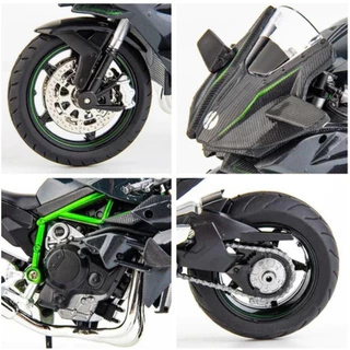 [พร้อมส่ง]โมเดลรถจักรยานยนต์ 1:10 Kawasaki H2 R Diecast Alloy Model Toy Black Ninja H2R Motorbike