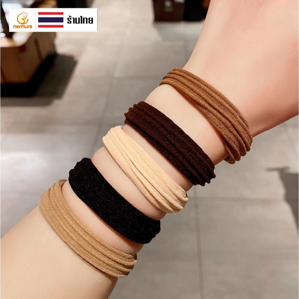 (A-320) ขั้นต่ำ 10 เส้น ยางรัดผม ยางมัดผม แฟชั่น เกาหลี ยางรัดผมเส้นหนา แบบเรียบ แบบเกลียวคลื่น สีพื้น โทนน้ำตาล น่ารัก