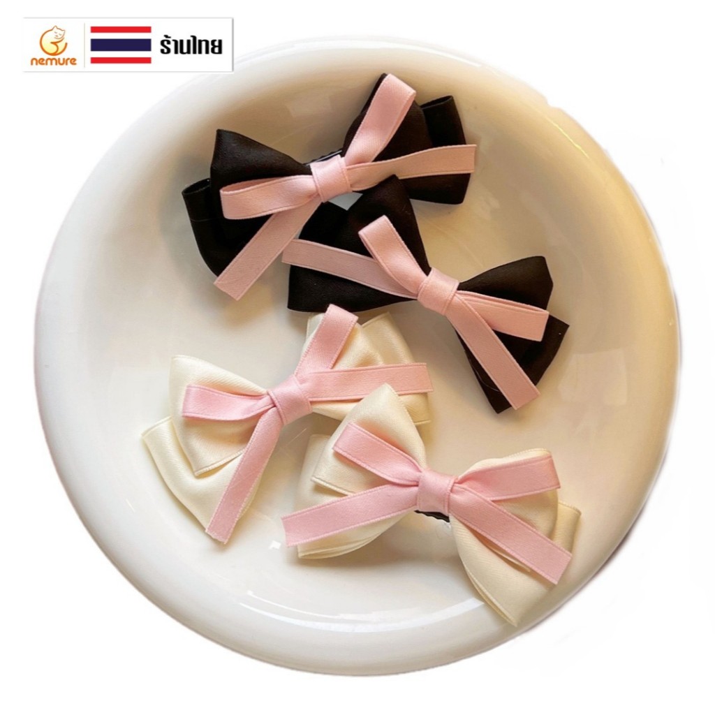 (A-322) กิ๊บติดผม **ราคา/1ชิ้น**กิ๊บผ้าริบบิ้นโบว์คู่ 2 ชั้น แบบเรียบเก๋ แฟชั่นเกาหลี  สีสวยหวาน พาสเทล ใช้ติดผมประดับผม
