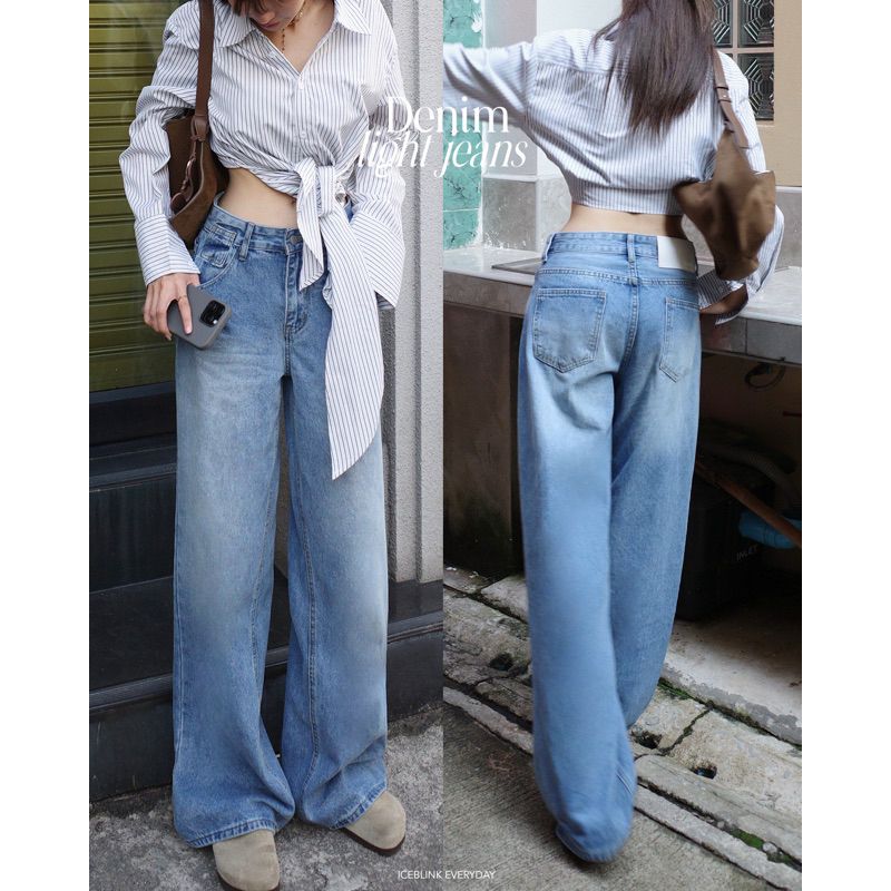 ICEBLINK | Denim light jeans กางเกงยีนส์ทรงกระบอกกลาง (พร้อมส่ง)