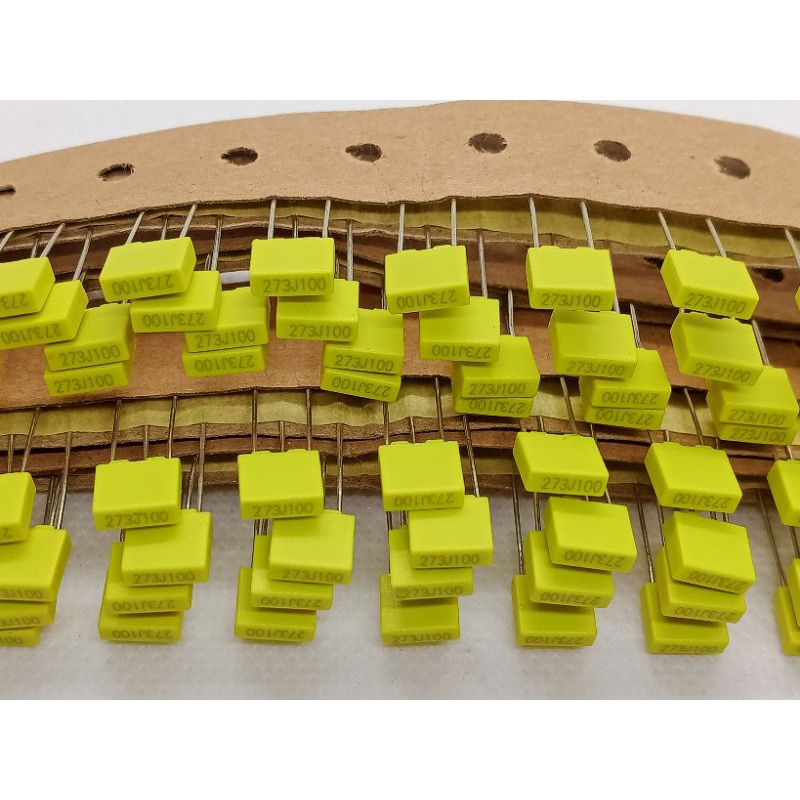 (แพ็ค10ตัว) คาปาซิเตอร์ 27nF 100V. (273j) โพลีโพรพิลีน 27nF. 100V. (273) พร้อมส่ง