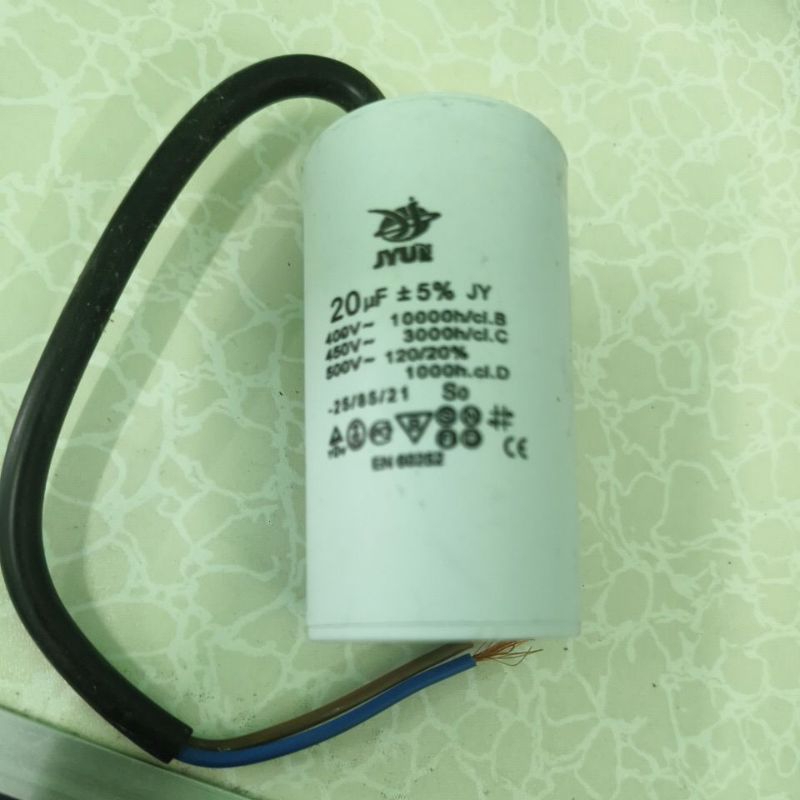 คาปาเครื่องซักผ้า 20UF. 450V. Capacitor ปั๊มน้ำ (แบบมีสาย)