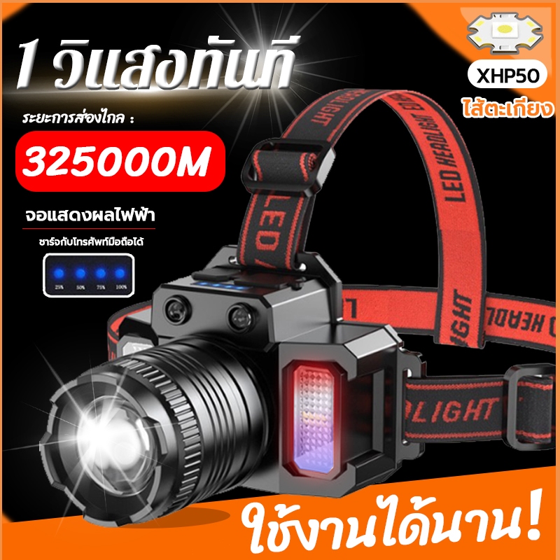 【รับประกัน 10 ปี】ไฟคาดหัว  20WLEDกำลังไฟไฟฉายคาดหัวแท้    อัพเกรด 5.0 แสงสีขาวสว่างเป็นพิเศษ ส่องแสงระยะ10KM ไฟส่องกบ ไฟ