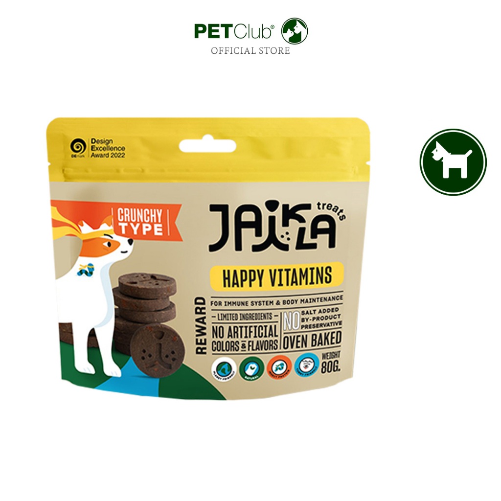 [PETClub] JAIKLA ขนมสุนัขเพื่อสุขภาพ สูตร HAPPY VITAMINS วิตามินสูง เสริมสร้างภูมิคุ้มกัน 80g.