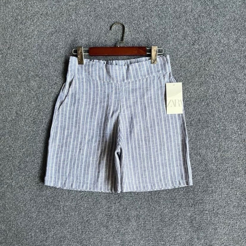 [ 2 ชิ้น ลด 10.- ] กางเกงขาสั้น เอวสูง Zara ผ้าลินิน