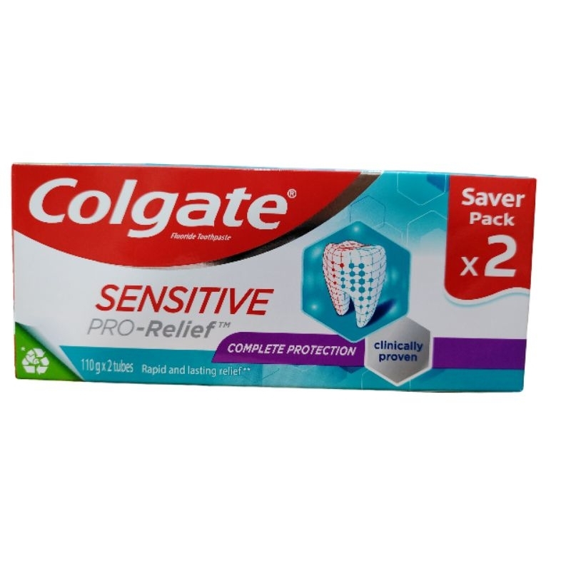 2 หลอด ยาสีฟัน Colgate Sensitive Pro Relief คอลเกต เซนซิทีฟ โปรรีลีฟ คอมพลีท โปรเทคชั่น ลดเสียวฟัน 110 กรัม