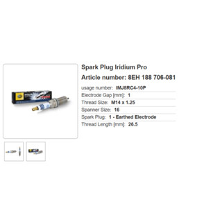 Hella หัวเทียน iridium IMJ8RC4-10P 1หัว Toyota Vigo Fortuner…