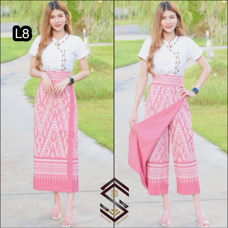 สำหรับสั่งไซส์กลาง ผ้าถุงเย็บสำเร็จรูป ทรงกระโปรงกางเกง หรือ กระเปง ผ้าฝ้ายพิมพ์ลายทอเครื่องหมักโคลน ทรงสวยแฟชั่นผ้าไทย - รูปที่ 6