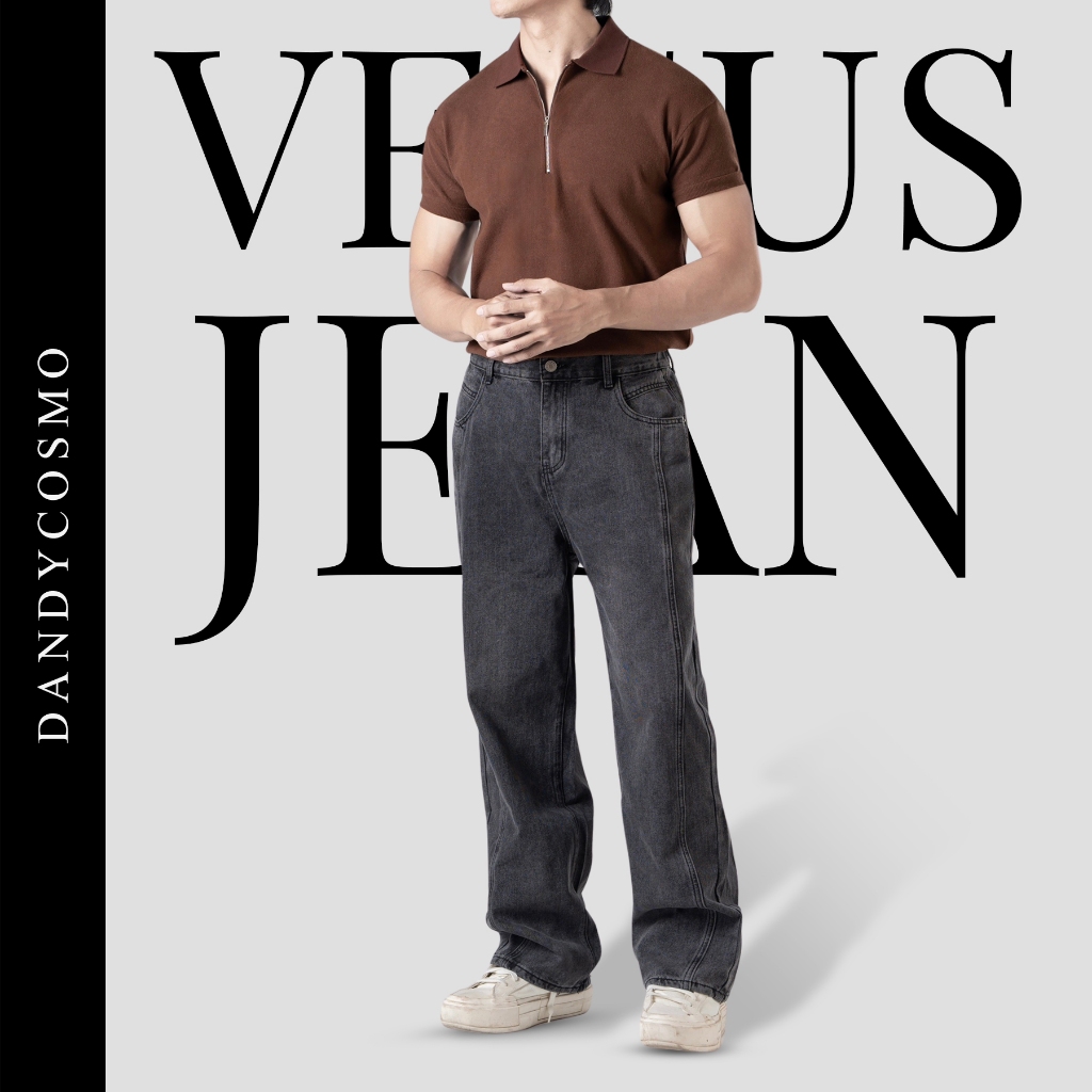 [2สี]กางเกงยีนส์ Wide Pant รุ่น Vegus ผ้ายีนส์มีน้ำหนักทิ้งตัว ดีไซน์เท่ห์ เป็นเอกลักษณ์