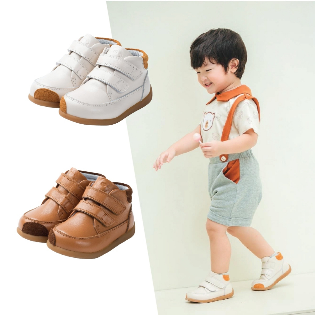 🐑รองเท้าหุ้มข้อ "หนังแท้ " ❗ ขายดี : เด็กหัดเดิน (BBA22187) กันลื่น ซัพพอร์ตข้อเท้าได้ดีมาก littlebluelamb กำจัดกลิ่นอับ